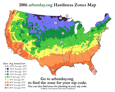 Bamboo Hardiness Zone Map and Chart